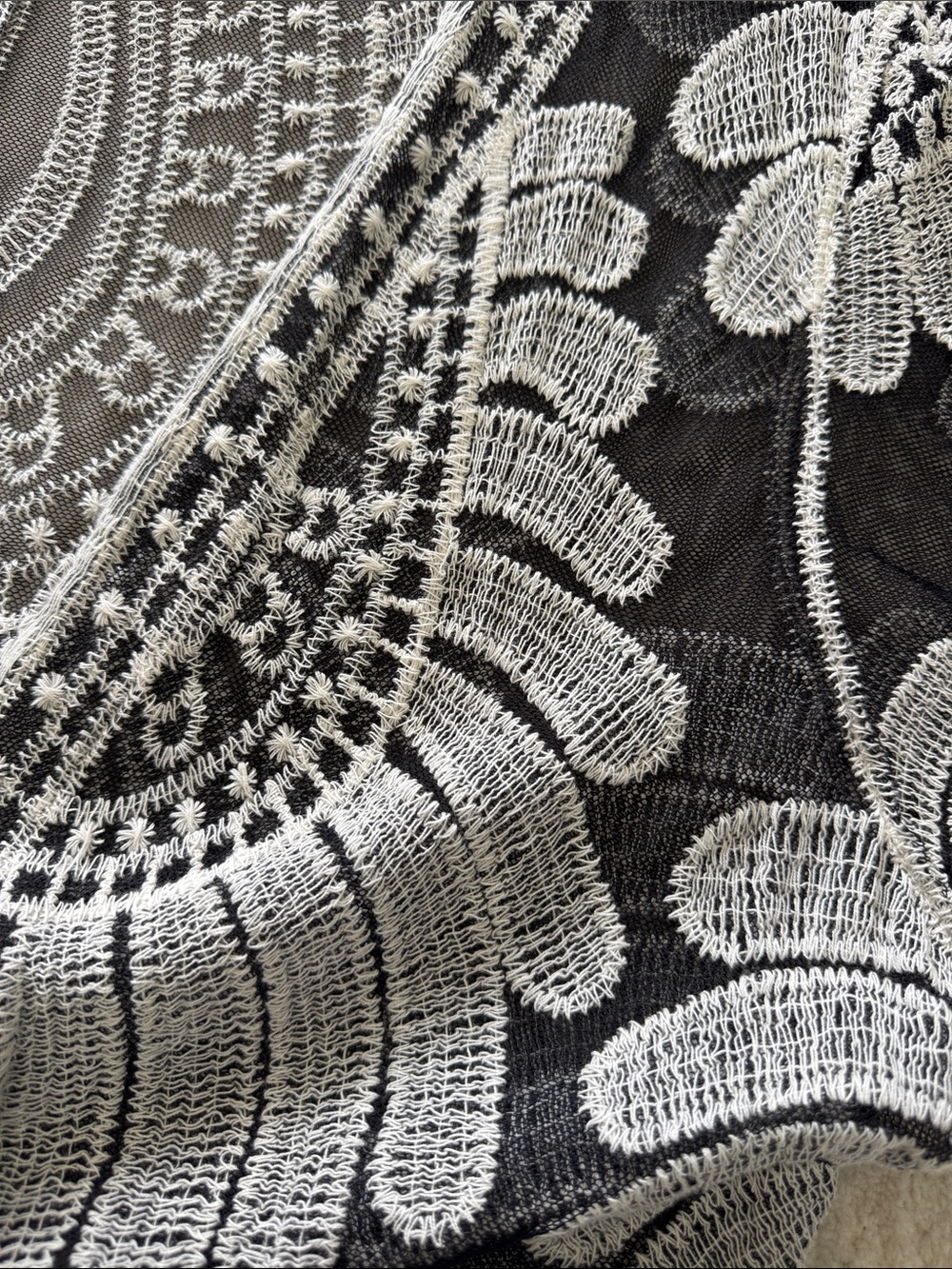 Black Sheer Dress with White Crochet Kimono - Picture 6 of 6
